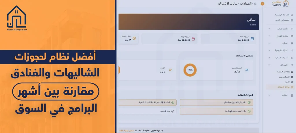 أفضل نظام لحجوزات الشاليهات والفنادق
